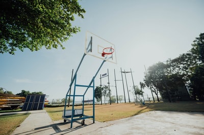 Red and white basketball circle
